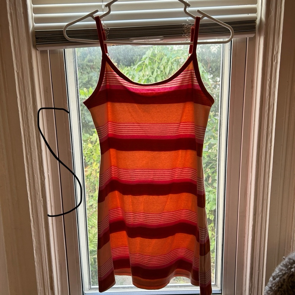 American Eagle Outfitters Red and Orange Striped Mini Dress